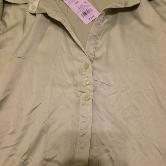 Women's Bell Long Sleeves Button Down Shiny Sage Gree Top Wild Fable XXL - Picture 10 of 14